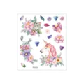 Watercolor unicorn temporary tattoo sticker with floral and crystal designs for body art. - FG-023 / 105*120mm