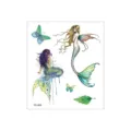 Waterproof glitter temporary tattoo sticker sheet featuring cute mermaid and butterfly designs. - FG-009 / 105*120mm