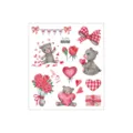 Waterproof cute glitter teddy bear temporary tattoo sheet with roses and hearts design. - FG-043 / 105*120mm
