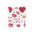 Waterproof glitter temporary tattoo stickers with romantic red heart and love patterns. - FG-042 / 105*120mm
