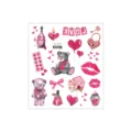 Waterproof glitter temporary tattoo stickers cute pink love heart teddy bear body art - FG-047 / 105*120mm
