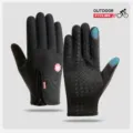 Winter cycling gloves full finger touch screen outdoor sports thermal warm hiking ski G04L - Style B Black