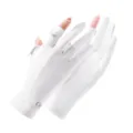 Summer sun protection ice silk half-finger gloves for driving and outdoor UV protection. - M / Back Hand Buckle White