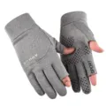 Winter halve vingers fleece warme sport handschoenen, comfortabel grijs touchscreen. - M / Gesplitst Twee-Vinger Grijs