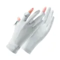 Summer UV protection ice silk gloves breathable anti-slip outdoor driving sun gloves - M / Back Hand Buckle Gray