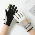 Cycling warm gloves for winter, cute cartoon cat design with adjustable strap, black white - One Size / Brown Cat Gloves