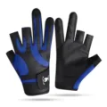 Fishing Gloves Half Finger Three Finger Cut Breathable Non-Slip Sports Gear Black Blue. - One Size / Three Finger Cut Off / Black Blue