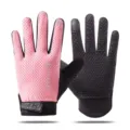 Ademende roze fietschandschoenen voor heren en dames, antislip sport fitness handschoenen. - M / LP Mesh Volledige Vinger Roze