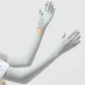 Gants longs de protection solaire en soie de glace gris clair pour variante extérieure UV. - Taille unique / Gris Doigts Ouverts