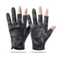 Outdoor fishing gloves anti-slip camo three finger cut off breathable sports gloves for men - M / Dark Gray Camo