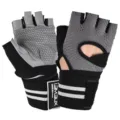 Vingervrije fitnesshandschoenen met polsondersteuning, ademend mesh en antislip handpalm. - M / Grijs