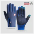 Thermal winter cycling gloves full finger touch screen outdoor sports warm gloves - S / Style D Dark Blue