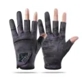 Summer outdoor fishing gloves, breathable three-finger cut design, non-slip palm, purple camo. - M / Purple Camouflage