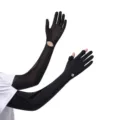 Manchettes de protection solaire en soie glacée noire, longues, anti-UV, rafraîchissantes. - Taille unique / Noir Manchette M