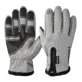 Thermal cycling gloves with fleece lining, zipper and touch screen fingers for outdoor sports. - Furry Cuff Zipper Gray