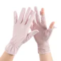 Summer UV protection ice silk thin gloves for outdoor driving and cycling with open fingers. - One Size / Elastic Sun Protection Pink