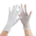 Summer sun protection ice silk gloves, breathable mesh open finger design for driving outdoor. - One Size / Elastic Sun Protection White