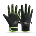 Winter cycling gloves for men and women, warm touchscreen sport gloves in black and green. - One Size / Black Green