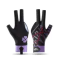 Gants de billard professionnels à 3 doigts, design en soie glacée respirante, noir et violet. - Demi-Doigt Unique Femme Noir Violet
