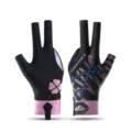 Gant de billard professionnel à 3 doigts pour queue de billard, design respirant noir et rose. - Demi-Doigt Unique Femme Noir Rose