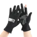 Summer sun protection ice silk half-finger gloves breathable anti-UV driving black gloves - One Size / Round Logo Carbon Black