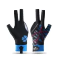 Gants de billard professionnels à trois doigts respirants antidérapants pour queue billard - Demi-Doigt Unique Homme Noir Bleu