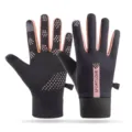Winter thermal touchscreen gloves for cycling, windproof and fleece-lined design. - One Size / Dusty Pink