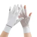 Summer anti-UV sun protection ice silk gloves, breathable half-finger driving outdoor sports gloves - One Size / Reflective Stripe White