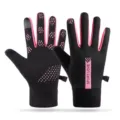 Winter warm cycling gloves for men and women, windproof waterproof touch screen design. - One Size / Rose Red