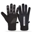 Winter thermal cycling gloves for men and women, windproof touch screen sports gloves. - One Size / Solid Black