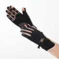 Winter warm cycling gloves for women and men, black touchscreen gloves with pink details. - One Size / Black Pink