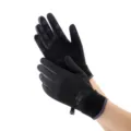 Black thermal cycling gloves for men and women, fleece lined windproof touch screen winter sports. - One Size / Black