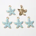 Gold-plated alloy enamel starfish pendants charms for DIY jewelry making crafts bracelets necklaces. - D6-18