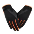 Black orange full finger cycling gloves, breathable touch screen sports outdoor gear. - M / Black-Orange