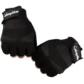 Gedetailleerd overzicht van zwarte vingerloze fiets handschoenen met ademende mesh en antislip. - M / Mesh Half Zwart