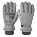 Grey winter ski gloves fleece lined waterproof windproof touch screen outdoor sports gloves - One Size / Gray