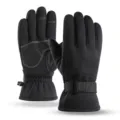 Black winter touchscreen gloves, fleece lined windproof thermal ski gloves for outdoor sports. - M / Black