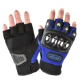 Tactical Half Finger Motorcycle Gloves Hard Shell Anti-Slip Wear-Resistant Sport - One Size / Half-Finger Steel Shell / Blue