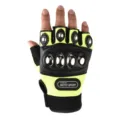 Half finger motorcycle tactical gloves with metal knuckle protection for riding sport. - One Size / Half-Finger Steel Shell / Green
