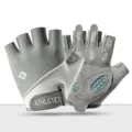 Grijze fitness handschoenen met halve vingers, siliconen antislip handpalm en ademende stof. - S / Broken Wit