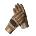 Khaki tactical gloves full finger hard knuckle outdoor cycling anti slip sports gear. - M / Cloth Shell Full Finger B Brown