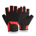 Heren fitness handschoenen gewichtheffen antislip vingerloos training polsondersteuning - M / LT Zwart Rood