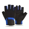 Heren halfvinger fitness sport handschoenen met polsondersteuning en antislip ontwerp - M / LT Zwart Blauw