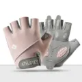 Vingerloze fitnesshandschoenen met antislip siliconen handpalm, ademende gymoutfit voor training. - S / Roze
