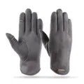 Warme touchscreen handschoenen in donkergrijs gevoerd winddicht thermisch voor buiten. - Eén maat / Heren Grijs