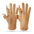 Thermische fleece touchscreen handschoenen winter fietsen winddicht warm bruin dagelijks - Eén maat / Heren Khaki