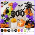Kit d'arche de ballon d'Halloween avec chauves-souris, araignées et lumières de citrouille. - Halloween 01