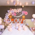 Romantic wedding balloon decoration set with pastel balloons and love foil balloons for party. - Macaron Wedding Room