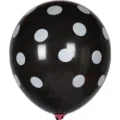 12 inch thickened black polka dot latex balloon 5 side printed party wedding decor - Black with White Dots
