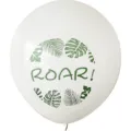 Ballon en latex imprimé jungle dinosaure blanc pour décoration de fête d'anniversaire SKU - Imprimé Feuille Monstera / 100 Pièces/Paquet / Blanc